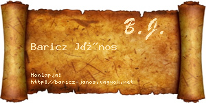 Baricz János névjegykártya