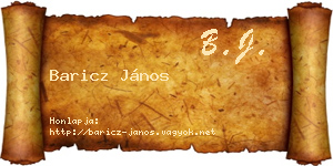 Baricz János névjegykártya